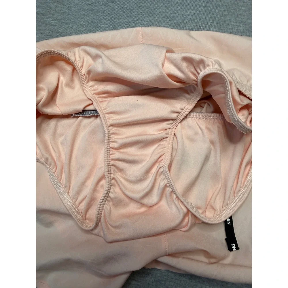 Nike Dri-FIT Women Running Shorts Peach Pink Mesh Trim Zip Pocket XS